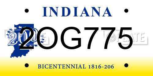 2OG775 Indiana License Plate