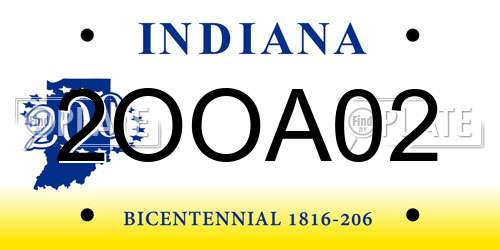 2OOA02 Indiana License Plate