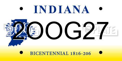 2OOG27 Indiana License Plate