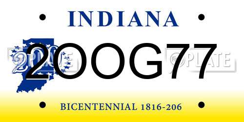 2OOG77 Indiana License Plate
