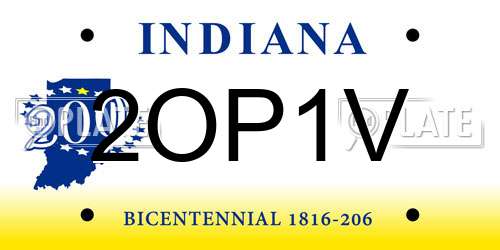 2OP1V Indiana License Plate