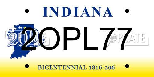 2OPL77 Indiana License Plate