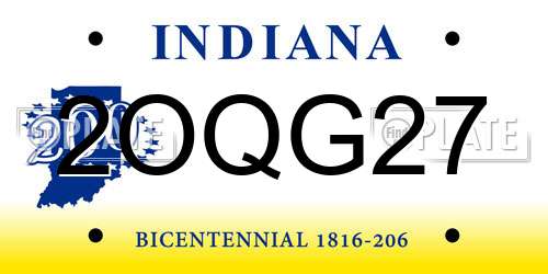 2OQG27 Indiana License Plate