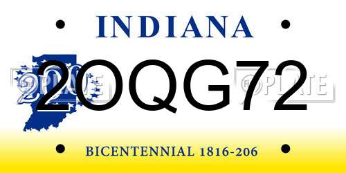 2OQG72 Indiana License Plate