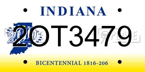 2OT3479 Indiana License Plate