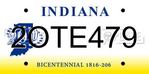 2OTE479 Indiana License Plate