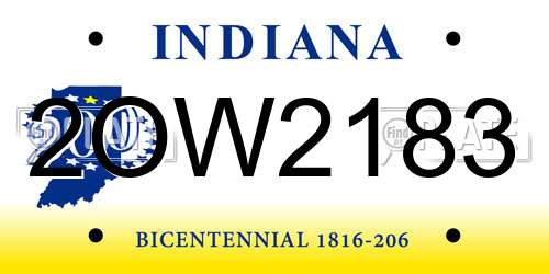 2OW2183 Indiana License Plate