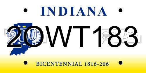 2OWT183 Indiana License Plate