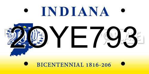 2OYE793 Indiana License Plate