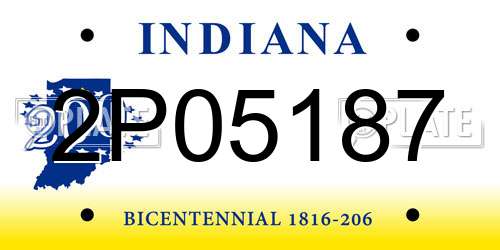 2P05187 Indiana License Plate