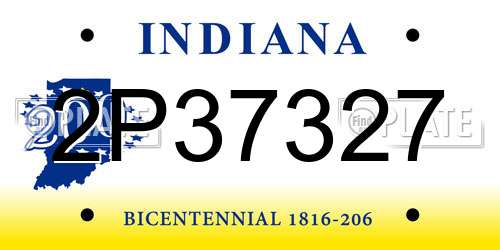 2P37327 Indiana License Plate