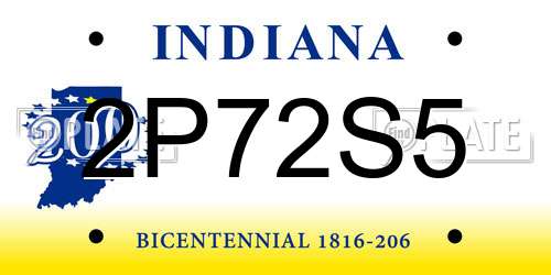 2P72S5 Indiana License Plate