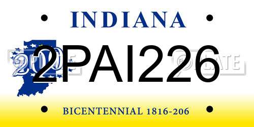 2PAI226 Indiana License Plate