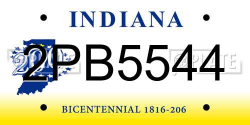 2PB5544 Indiana License Plate