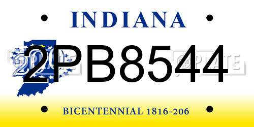 2PB8544 Indiana License Plate