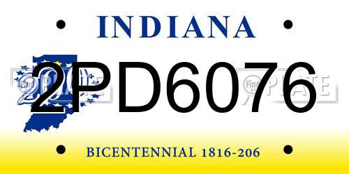 2PD6076 Indiana License Plate