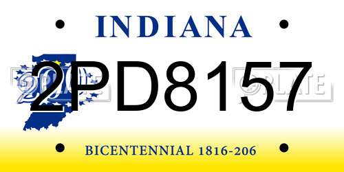 2PD8157 Indiana License Plate
