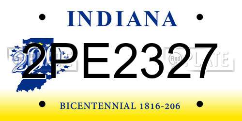 2PE2327 Indiana License Plate