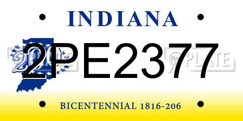 2PE2377 Indiana License Plate