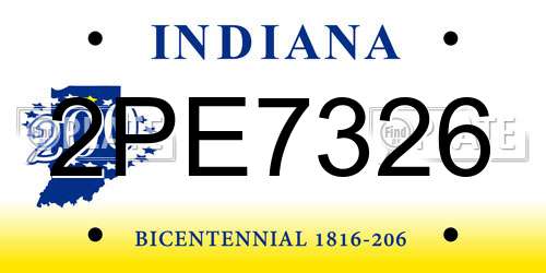 2PE7326 Indiana License Plate