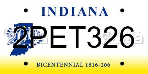 2PET326 Indiana License Plate