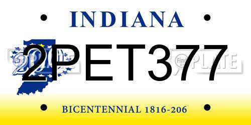 2PET377 Indiana License Plate