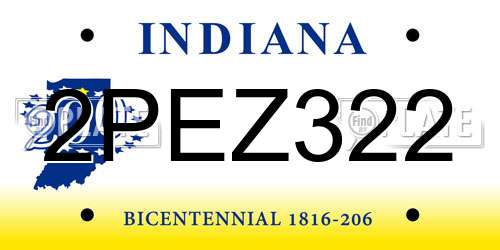 2PEZ322 Indiana License Plate