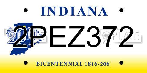 2PEZ372 Indiana License Plate