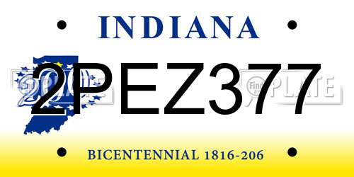 2PEZ377 Indiana License Plate