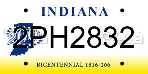 2PH2832 Indiana License Plate