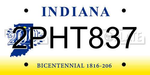 2PHT837 Indiana License Plate