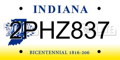 2PHZ837 Indiana License Plate