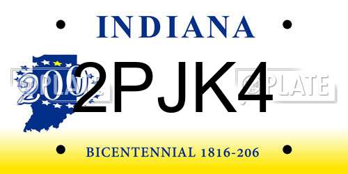 2PJK4 Indiana License Plate