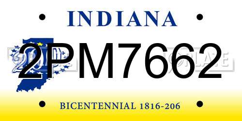 2PM7662 Indiana License Plate