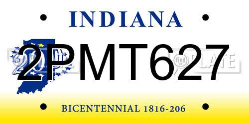 2PMT627 Indiana License Plate