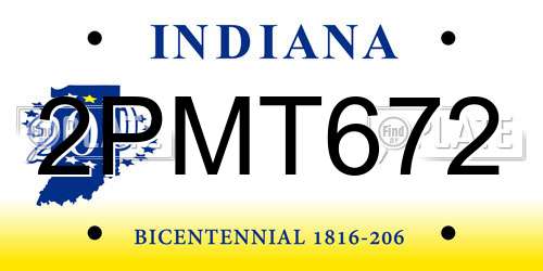 2PMT672 Indiana License Plate
