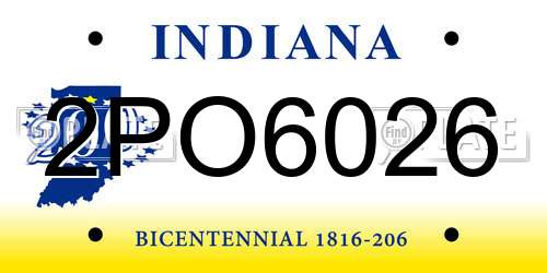 2PO6026 Indiana License Plate