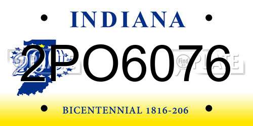 2PO6076 Indiana License Plate