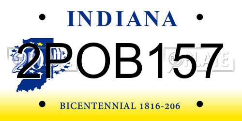 2POB157 Indiana License Plate
