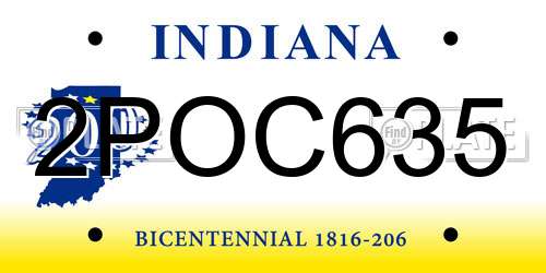 2POC635 Indiana License Plate