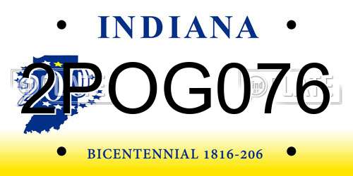 2POG076 Indiana License Plate
