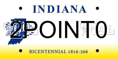 2POINT0 Indiana License Plate