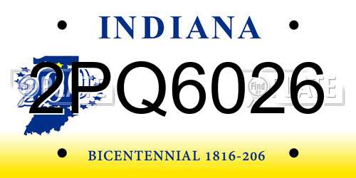 2PQ6026 Indiana License Plate