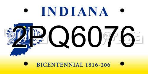 2PQ6076 Indiana License Plate