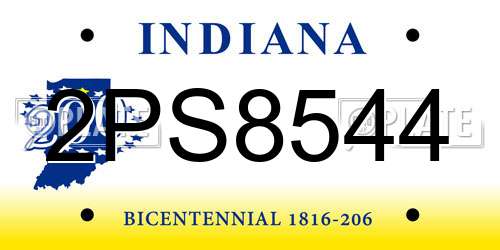 2PS8544 Indiana License Plate