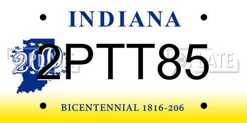 2PTT85 Indiana License Plate