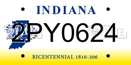 2PY0624 Indiana License Plate