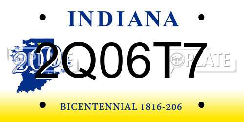 2Q06T7 Indiana License Plate