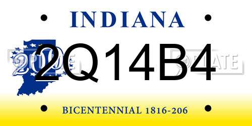 2Q14B4 Indiana License Plate