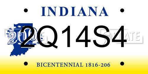 2Q14S4 Indiana License Plate